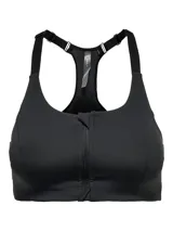 Sujetador deportivo negro con cierre frontal, tirantes ajustables y espalda deportiva. Incluye relleno extraíble y tecnología transpirable B-Dry.