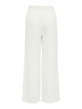 Pantalón ancho de lino y viscosa color blanco, con cintura elástica y cordón ajustable.