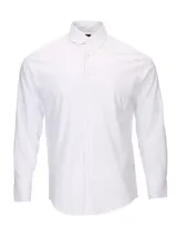 Camisa blanca de manga larga Rockford, con cuello italiano abotonado, bolsillo en el pecho con logo bordado y tecnología Water Oil Repellent (WOR).