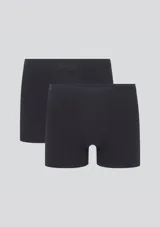 Pack de dos calzoncillos bóxer largos negros, confeccionados en algodón y elastano, con elástico personalizado en la cintura.