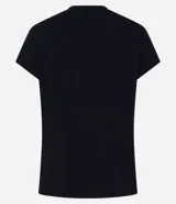 Remera deportiva negra de viscosa, corte amplio, mangas cortas y estampado frontal con la frase "Connect your mind, body and soul".