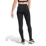 Calza larga de running Adidas para mujer, color negro, tiro alto con cordón ajustable en la cintura y logo reflectante en la pierna.
