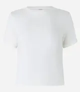 Blusa de viscosa color verde, con cuello redondo y manga corta con detalle plegado.