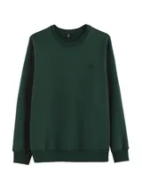 Buzo deportivo unisex en color verde, confeccionado en algodón con felpa, con ajuste cómodo y cuello redondo.