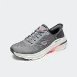 Championes Skechers Max Cushioning Arch Fit 2.0, color gris con detalles en rosa y azul marino.