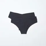 Pack de dos culottes negros de microfibra, corte clásico y cintura alta.