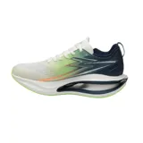 Championes de running 361 Carbon Float, con capellada blanca y detalles en verde, azul y naranja.
