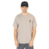 Remera beige de manga corta con estampado pequeño del logo de Volcom en el pecho.