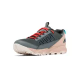 Zapatillas de trekking Columbia Flow Fremont, color gris con detalles en rosa y naranja.