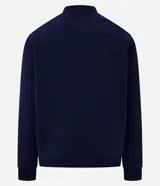 Campera bomber marrón de terciopelo pana con cuello redondo, cierre con botones a presión, bolsillos laterales, puños y cintura elastizados.
