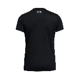 Remera deportiva Under Armour Tech SSV Solid para mujer, color negro, con cuello en V y logo estampado en el pecho.