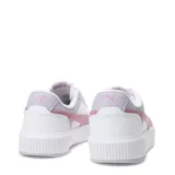 Championes Puma Carina Mía, color blanco con detalles en lila y rosa.