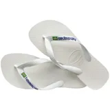 Ojotas Havaianas modelo Brasil Logo, color azul con tiras blancas y logo de Brasil.