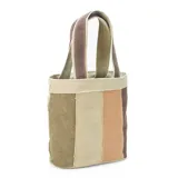 Bolsa matera de tela canvas combinada con división interna para organizar termo y mate. Incluye asa corta de mano.