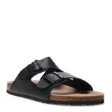Sandalias de hombre negras con dos tiras anchas ajustables con hebilla, plantilla anatómica de corcho y suela de goma.