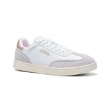 Zapatillas deportivas blancas con detalles en tonalidades rosa, diseñadas con tecnología Memory Foam y suela de caucho DURABILITY.