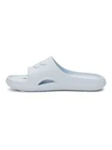 Sandalia Under Armour Locker V SL, color blanco, con diseño ergonómico y drenaje incorporado.