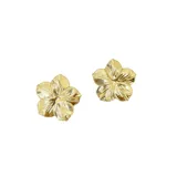 Caravanas de metal en forma de flor, con diseño divertido y femenino.