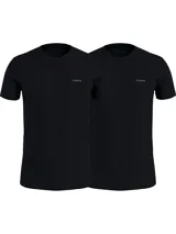 Pack de dos remeras Calvin Klein Jeans negras de algodón, corte slim, cuello redondo y logo estampado en el pecho.