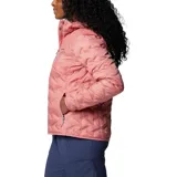 Campera Columbia Delta Ridge II para mujer, color azul marino, con capucha y cierre frontal. Cuenta con tecnología termorreflectante Omni-Heat™ y HeatSeal™ para mantener el calor, y Omni-Shield™ para repeler la humedad.