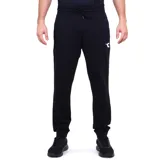 Pantalón deportivo negro de tejido ligero, con cintura elástica ajustable con cordón y puños elásticos en los tobillos. Presenta el logo de Diadora en blanco en la parte superior del muslo derecho.