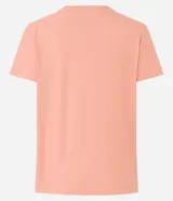 Remera de algodón negra, con mangas cortas y cuello en V.