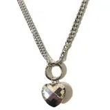 Collar de cadenas de acero inoxidable con colgante en forma de corazón.