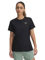 Remera deportiva Under Armour Tech Rib color negro, de corte clásico, mangas cortas y cuello redondo. Presenta logo de la marca en el pecho.