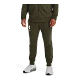 Pantalón de jogging gris jaspeado de Under Armour, modelo Rival Terry Jogger, para hombre. Confeccionado en tejido de felpa suave, con cintura elástica ajustable con cordón y logo de la marca estampado en la pierna izquierda.