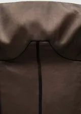 Minivestido marrón de fiesta, strapless, con forro interior y diseño entallado estilo corsetero.