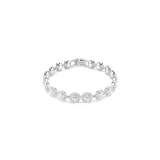 Pulsera plateada con eslabones individuales engarzados con un cristal central brillante y un halo de cristales más pequeños en talla redonda.