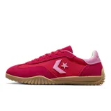 Championes Converse Run Star Trainer color fucsia con detalles en rosa y suela de goma color caramelo.