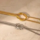 Collar de acero inoxidable con diseño enoda de serpiente, enchapado en oro o plata, con cadena de extensión.