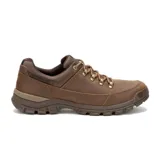 Zapatillas Caterpillar Threshold Hiker Low de cuero color marrón, con forro de malla de nylon, plantilla acolchada, entresuela de EVA y suela de goma.