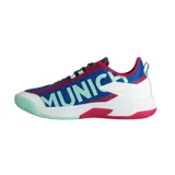 Championes de handball Munich Hooper Kid 02 unisex para jóvenes jugadores, confeccionados en materiales sintéticos resistentes y suela de goma para interiores que proporciona tracción y durabilidad. Cuentan con cierre de cordones y forro textil que aseguran un ajuste cómodo y estable en cada partido.
