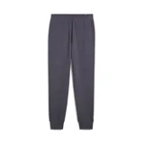 Pantalón de jogging gris oscuro con puños ajustados, bolsillos laterales y logo de Puma estampado en blanco en el muslo izquierdo.