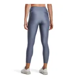 Calza de mujer Under Armour HeatGear® de tiro alto hasta el tobillo, color gris azulado, con cintura antideslizante y logo en la pierna.