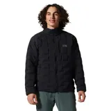 Campera negra de plumas con cierre frontal y bolsillos con cierre.