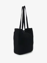 Bolso tote de algodón orgánico, color tostado, con un bolsillo frontal y asas largas.