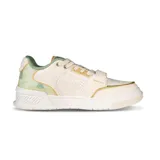 Championes deportivos 361° Fashion Basketball, color blanco con detalles en verde y dorado.