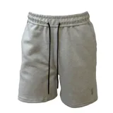 Bermuda gris de algodón con cordón de ajuste en la cintura y bolsillos laterales.