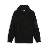 Buzo hoodie Puma de hombre, color negro, con textura de corderito y logo bordado en el pecho. Cuenta con capucha y bolsillo con cierre en la manga izquierda.