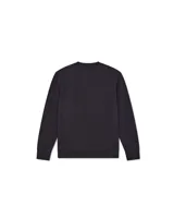 Buzo de algodón negro con cuello redondo, mangas largas y logo bordado en el pecho.