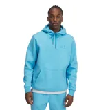 Buzo con capucha celeste de Under Armour, con logo bordado en el pecho y bolsillo tipo canguro.