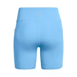 Short deportivo negro de tiro alto, con calza interna y logo de Under Armour en la pierna izquierda.