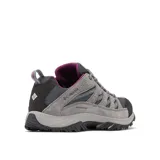 Zapatillas de trekking Columbia Crestwood Waterproof, color gris con detalles en negro y violeta. Capellada de cuero, malla y cintas. Tecnología Omni-Tech que evita la filtración de humedad. Entresuela TechLite que proporciona amortiguación y absorción de impactos. Suela Omni-Grip que brinda estabilidad y tracción en todo tipo de terreno.