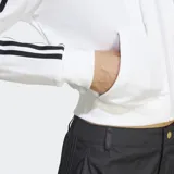 Campera Adidas Adilenium Season 3 con capucha, color blanco con tres rayas negras en las mangas y logo bordado en el pecho.