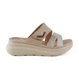 Sandalias negras de plataforma con dos tiras anchas sobre el empeine, una de ellas con ajuste de velcro.