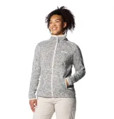 Campera polar Columbia Sweater Weather, color gris jaspeado, con cierre frontal completo, cuello alto y bolsillos laterales con cierre.