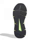 Championes Adidas Galaxy Star color verde lima con detalles en negro y suela color marrón.
